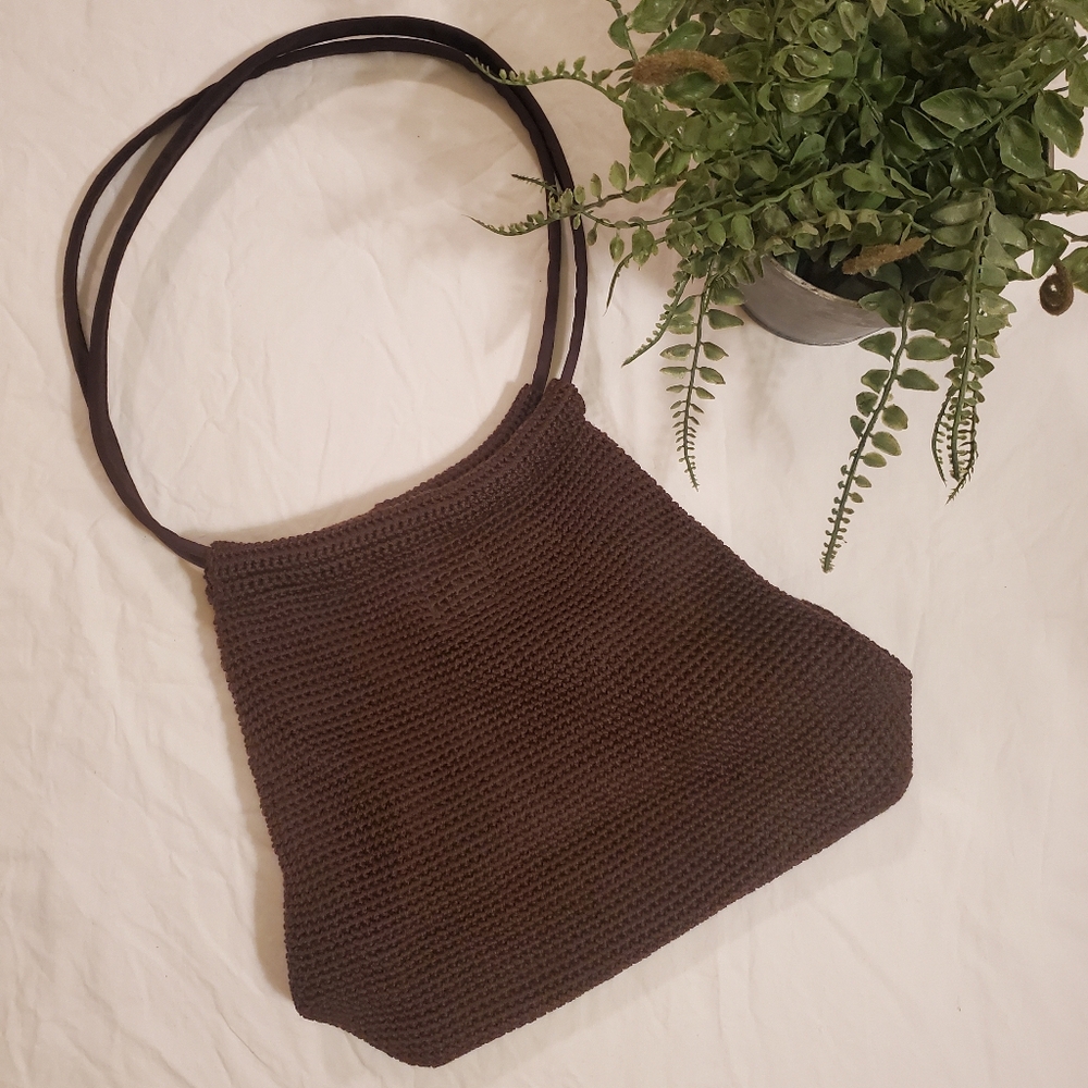 Crochet flower hobo shoulder bag snap closure